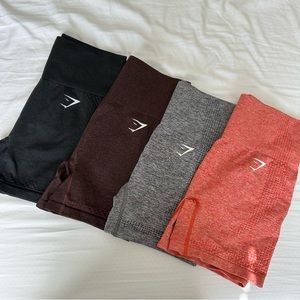 Gymshark Vital Seamless (V1) Shorts Small - black, maroon, coral, and grey